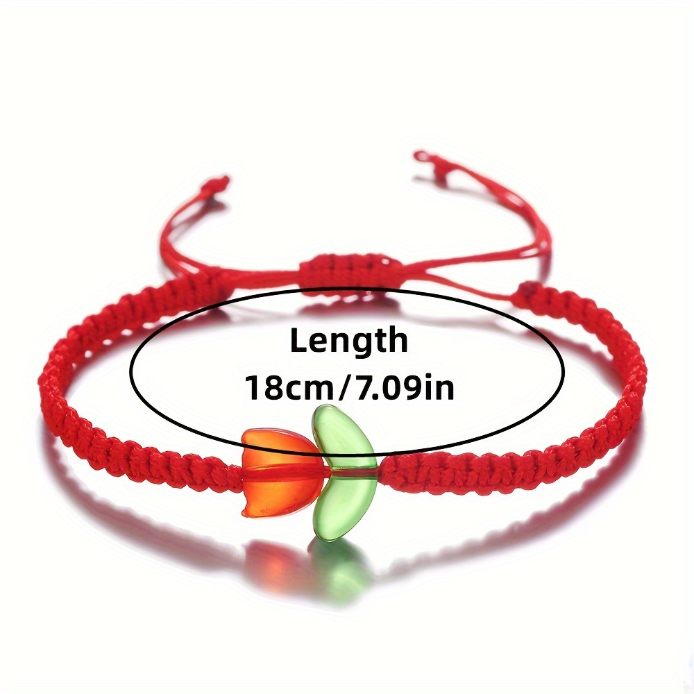 Colorful Tulip Beaded Bracelet with Rope Charm